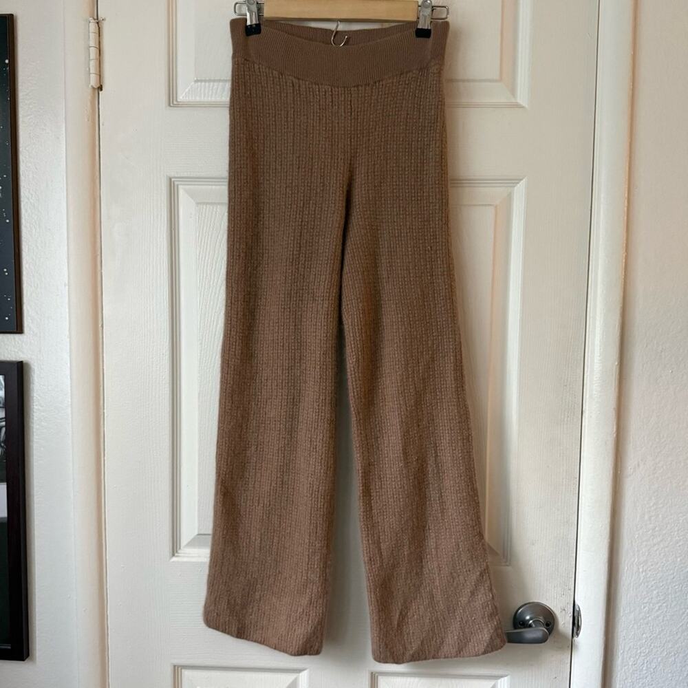 ALO Yoga Wide Leg Ribbed Knit Pants in Brown